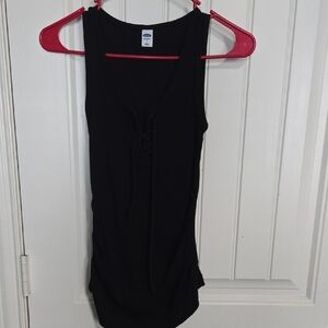 Old Navy Black Lace Up Maternity Fitted Sleeveless Tank Top